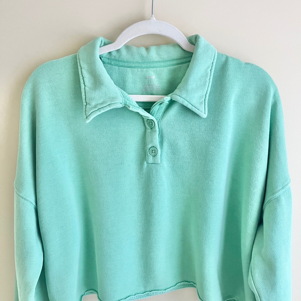 Aerie Sweatshirt Women's Small Mint Green Boxy Relaxed Lounge Coastal Preppy - Picture 5 of 12